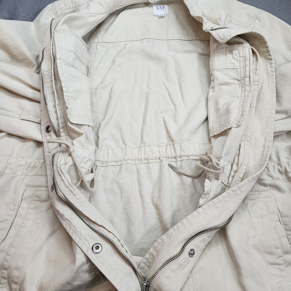 GAP Utility Jacket Beige Cargo Pockets Drawstring… - image 7
